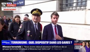 Gabriel Attal est en déplacement à la gare Saint-Lazare après le relèvement du plan vigipirate au niveau "urgence attentat"
