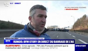 Agriculteurs bloqués sur l'autoroute A6: "On n'est pas impressionnés par les blindés qui sont devant nous", affirme Sébastien Méry (FNSEA Loiret)