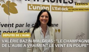 La députée Valérie Bazin-Malgras au micro de Terres de Champagnes lors du WineParis 2024