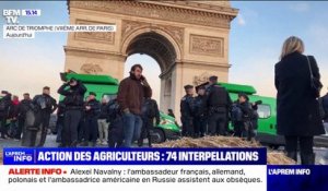 74 personnes interpellées "dont l'organisateur de la manifestation" lors d'une action d'agriculteurs au pied de l'Arc de Triomphe, annonce Laurent Nuñez
