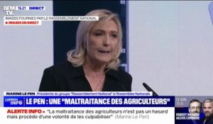 Colère agricole: Marine Le Pen dénonce une "maltraitance" des agriculteurs