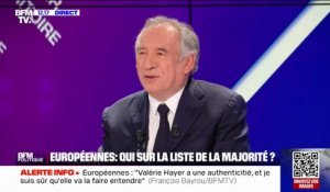 Européennes: "Valérie Hayer a une authenticité, et je suis sûr qu'elle va la faire entendre" affirme François Bayrou
