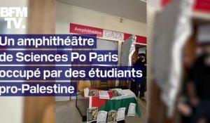 Un amphithéâtre de Sciences Po Paris occupé par des étudiants pro-Palestine