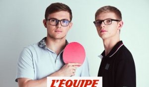 Les frères Lebrun en visite à L'Équipe - Tennis de table - Ch. de France