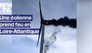 Loire-Atlantique: une éolienne prend feu après une avarie sur son moteur