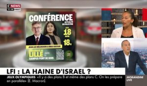 Gros accrochage sur le plateau de "Morandini Live" avec une élue LFI à propos du logo sur l’affiche de Mélenchon qui fait disparaitre Israël en prônant "Palestine libre" - Regardez