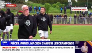 Emmanuel Macron chausse les crampons avec le Variétés Club de France au profit des Pièces Jaunes