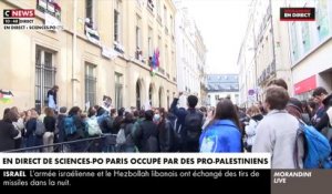 La mobilisation pro-palestinienne se poursuit ce matin à Sciences Po Paris, où des étudiants ont passé la nuit dans le bâtiment historique de l'école - Regardez