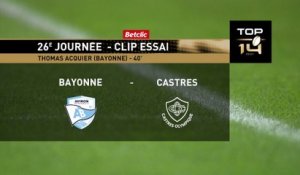 TOP 14 - Essai de Thomas ACQUIER (AB) - Avion Bayonnais - Castres Olympique