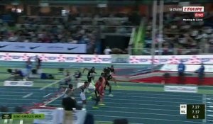 A égalité parfaite avec l'Espagnol Enrique Llopis, Just Kwaou-Mathey vainqueur du 60 m haies en 7''45 - Athlé - Meeting de Liévin