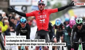 Le champion de France Dorian Godon remporte au sprint une étape de Paris-Nice raccourcie à 47 kilomètres - Cyclisme - Paris-Nice