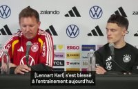 Allemagne - Karl blessé à l’entraînement, Nagelsmann inquiet : “Ça n'a pas l'air très bon”