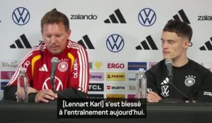 Allemagne - Karl blessé à l’entraînement, Nagelsmann inquiet : “Ça n'a pas l'air très bon”