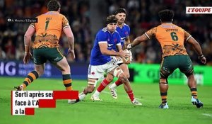 Oscar Jegou touché à l'épaule contre l'Australie - Rugby - Championnat des nations