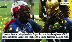 Benjamin Mendy a vendu la réplique du trophée de la Coupe du monde 2018 pour environ 54 000 euros aux enchères - Foot - Coupe du monde - Bleus