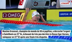 Maxime Grousset décroche l'argent sur le 50 m papillon - Natation - Championnats d'Europe