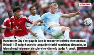 À dix contre onze pendant plus d'une heure, City remporte le derby de Manchester et recolle à Arsenal en tête - Foot - Premier League