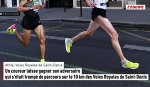 Un coureur laisse gagner son adversaire qui s'était trompé de parcours sur le 10 km des Voies Royales de Saint-Denis - Athlé - Voies Royales de Saint-Denis