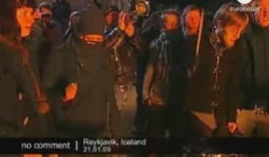 Manifestation à Reykjavik en Islande