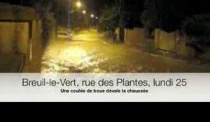 Orage cataclysme inondations: une coulée de boue dans l'Oise