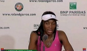 Roland Garros, 2e tour - V. Williams : "Pas à mon meilleur niveau"