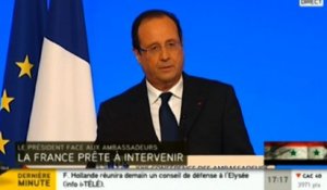 Syrie : Hollande veut "punir ceux qui ont pris la décision de gazer"