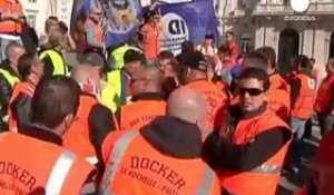 Les dockers européens manifestent à Lisbonne