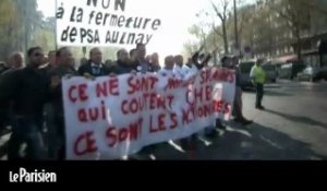Cernés par les CRS, les PSA d'Aulnay manifestent à Paris