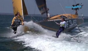 Sebastien Rogues, skipper GDF SUEZ et Alexandre Caizergues, kitesurfer de lextrême
