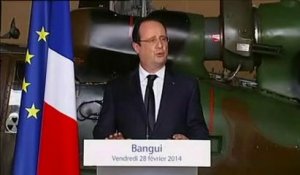Hollande à Bangui : "Eviter la tentation d'une partition" en Centrafrique