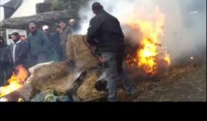 Morlaix. Les agriculteurs manifestent devant la sous-prefecture