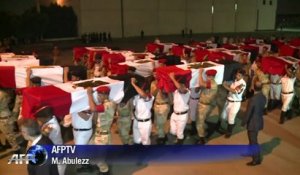 Egypte: funérailles des 25 policiers tués par des