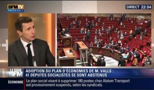 Le Soir BFM: Vote du plan d'économies de 50 milliards d’euros: Manuel Valls a obtenu de justesse le feu vert de l'Assemblée - 29/04 1/4