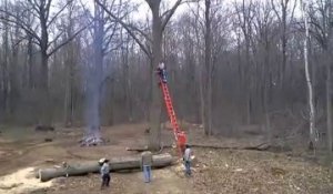 Gros accident en coupant un arbre... FAIL!