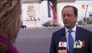 Hollande : "ces cérémonies du 8 mai sont endeuillées par la mort d'un jeune" légionnaire français au Mali