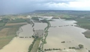 Vues aériennes des inondations dans le Gard