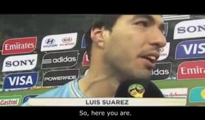 L'émotion de Luis Suarez après son doublé et la victoire contre l'Angleterre