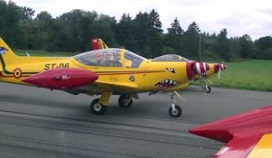 Défilé aérien vu d'un avion Siai Marchetti de la Belgian Air Force