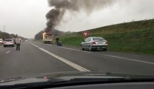 Rennes feu de camion rocade
