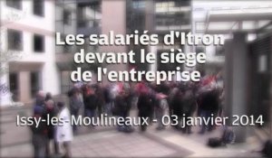 VIDEO. Les salariés d'Itron manifestent devant le siège à Issy-les-Moulineaux