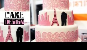 Wedding cake - Gâteau de mariage dentelles et ombres