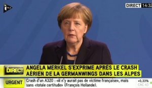 "C'est un choc pour nous", Angela Merkel, au sujet du crash de l'A320 (ITélé)