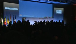 Archive - Laurent Fabius, Michel Sapin et Emmanuel Macron au Forum franco-africain
