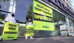 Pesticides: action de Greenpeace devant le siège de InVivo