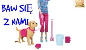 Barbie z pieskiem Taffy na spacerze- bawcie sie z nami