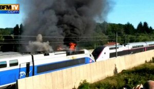 TGV en feu près de Lyon: "Tout le monde est éparpillé sur les rails", témoigne une passagère