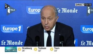 Moment de tension entre Laurent Fabius et Jean-Pierre Elkabbach