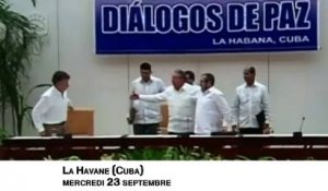 Poignée de main historique entre le président colombien et le chef des Farc