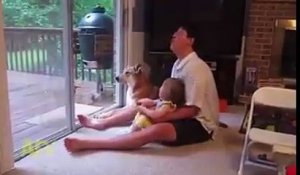Un chien chante avec une petite fille et son papa !