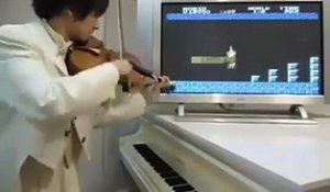 Un violoniste accompagne Super Mario en live sur une partie